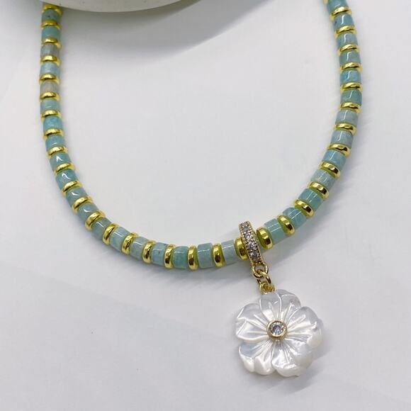 NEW FP x Luna Norte Mother Of Pearl & Amazonite Necklace - Picture 10 of 14